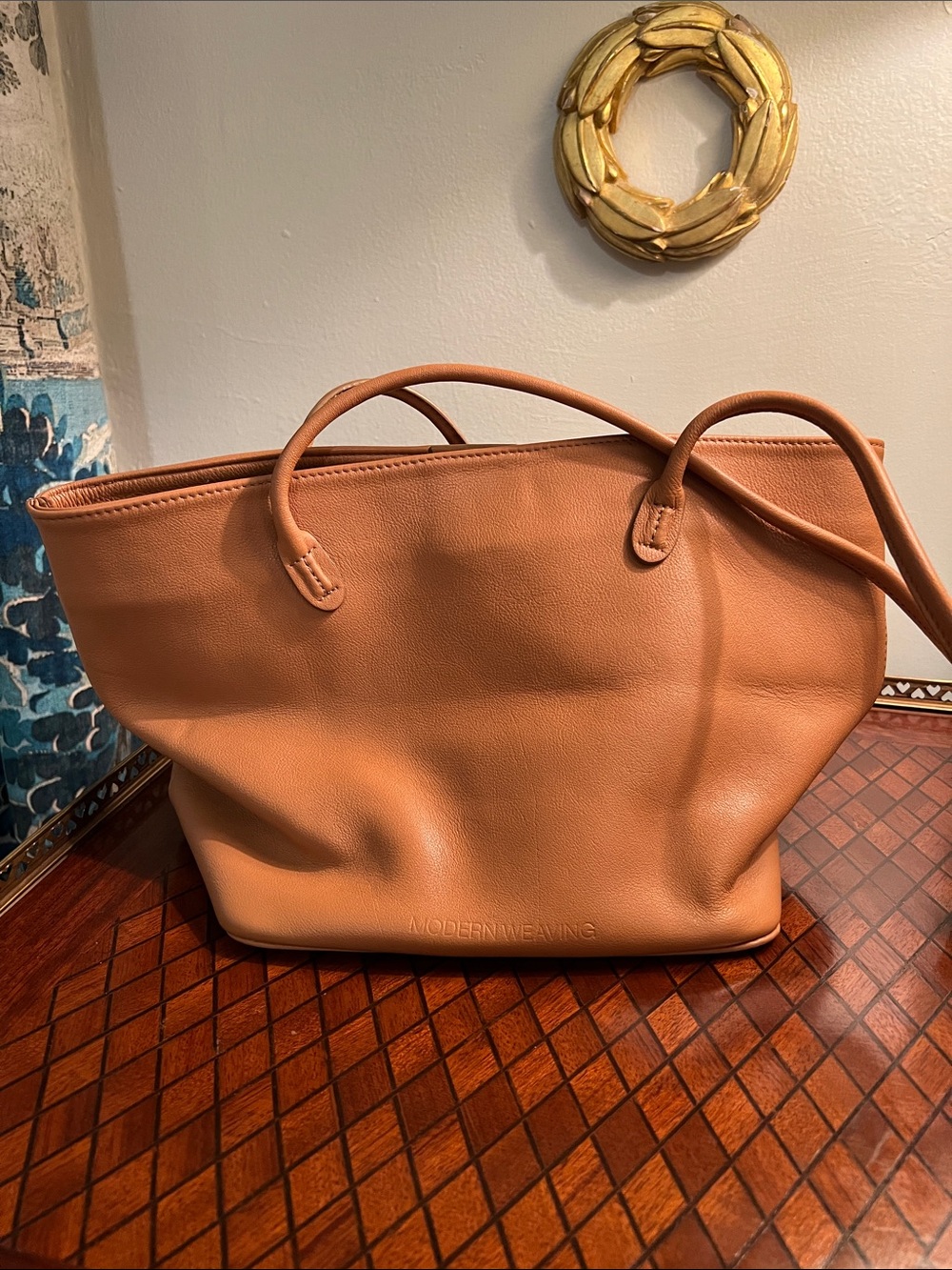 Tan Leather Tote Bag
